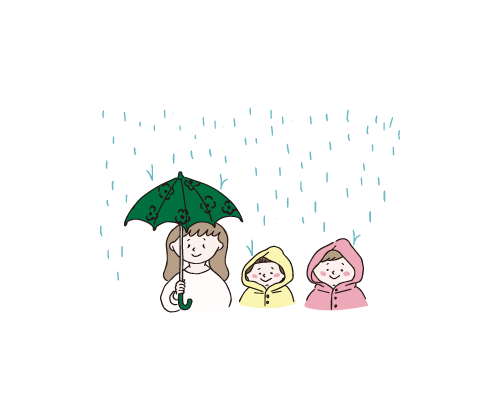 傘をさす親子のイラスト